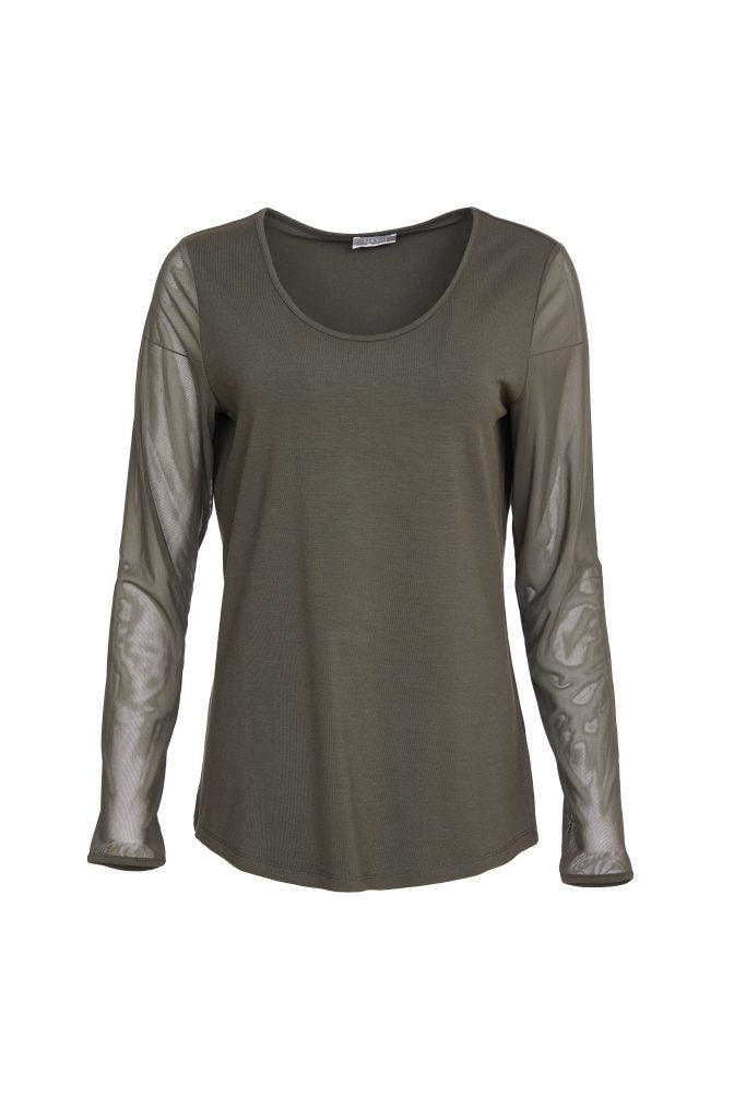 Naya Jersey Layering top with Mesh Sleeve Naw24106