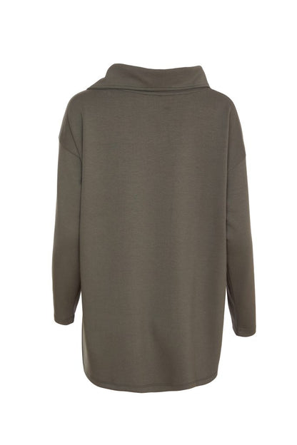 Naya Zip neck sweatshirt with contrast pocket and panel. Sand or Forest  Naw24158