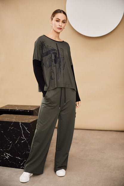 Naya Supersoft trousers with contrast drawstring and Faux pocket Naw24147