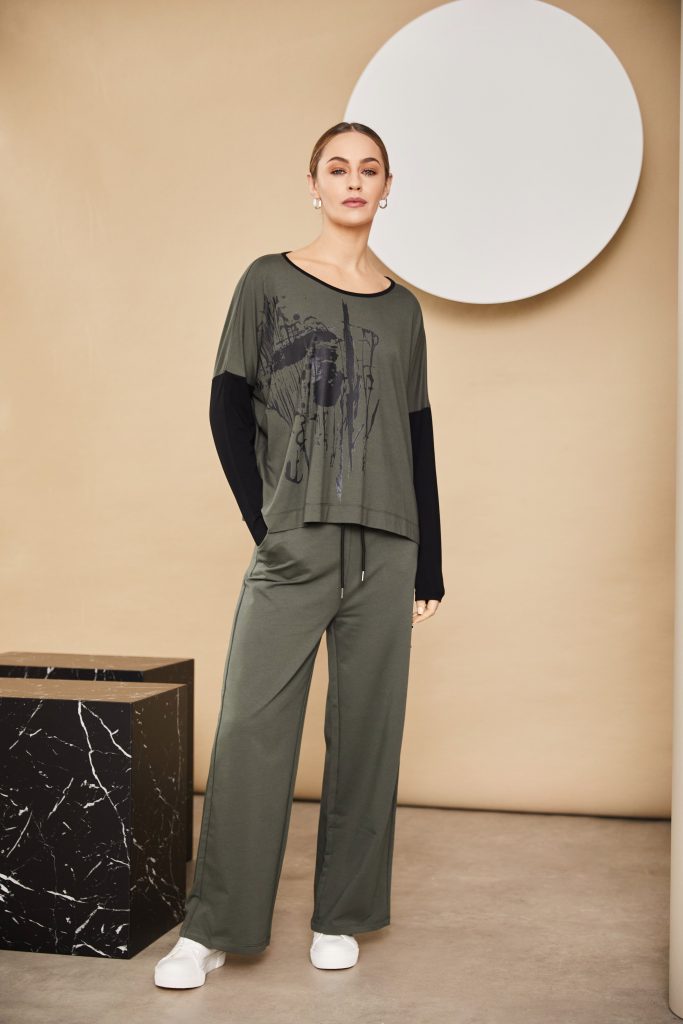 Naya Supersoft trousers with contrast drawstring and Faux pocket Naw24147