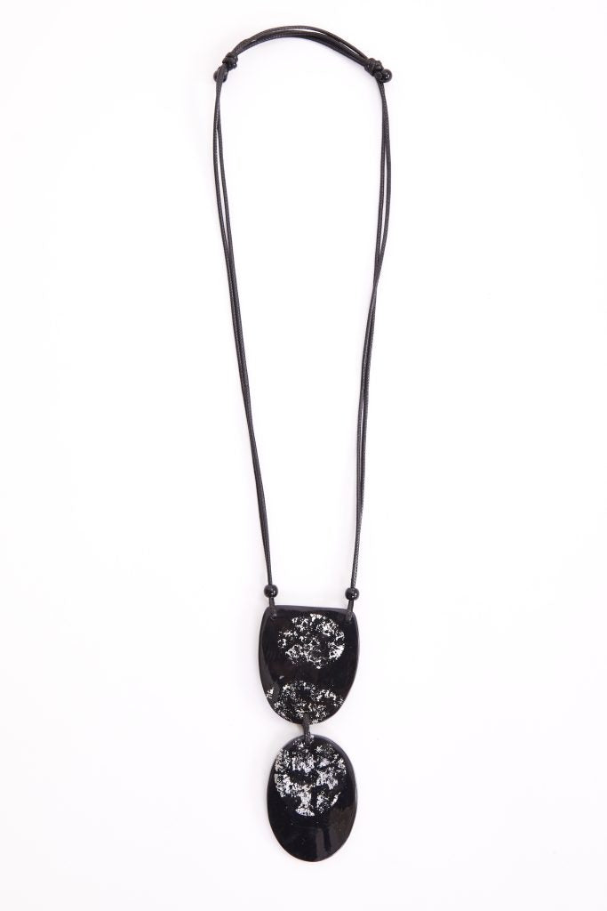 Naya flat stone necklace Black Naw24305