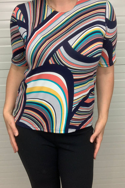 Ilona summer top navy and peach swirls Tee Top 6