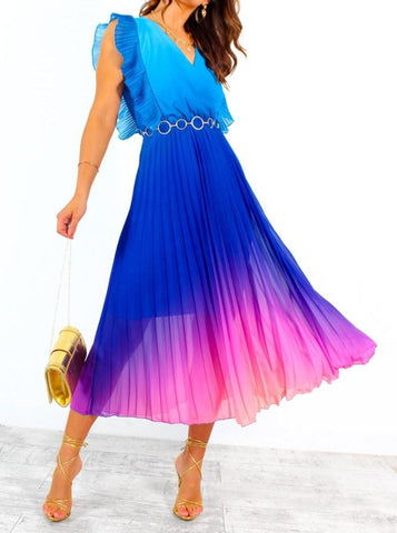 Amber frill sleeve Ombre Dress