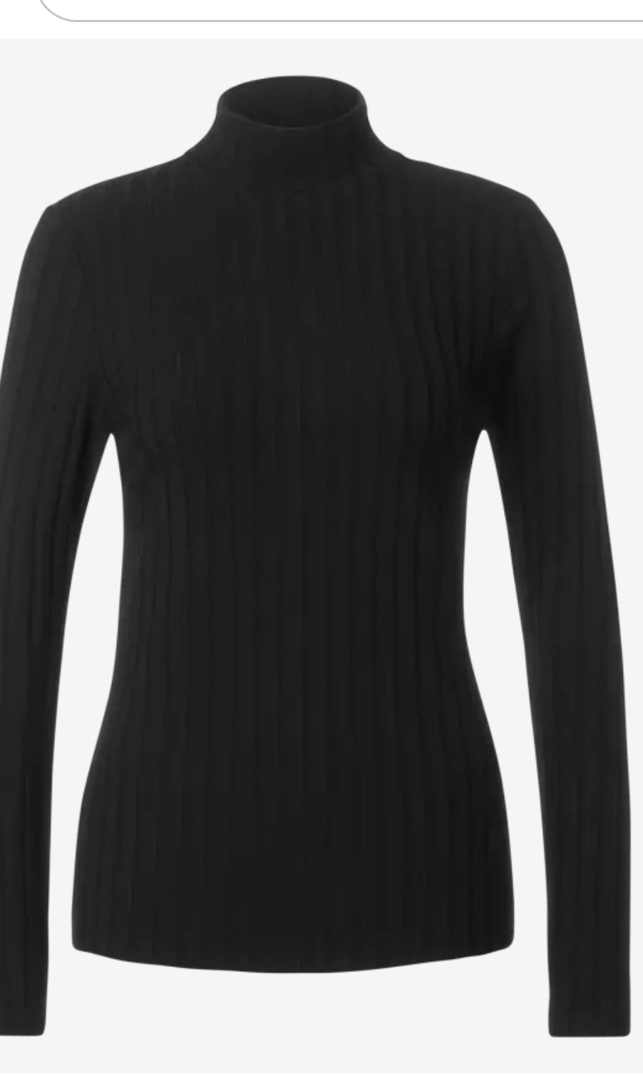 Street one fine Ribbed knit polo in black or sand