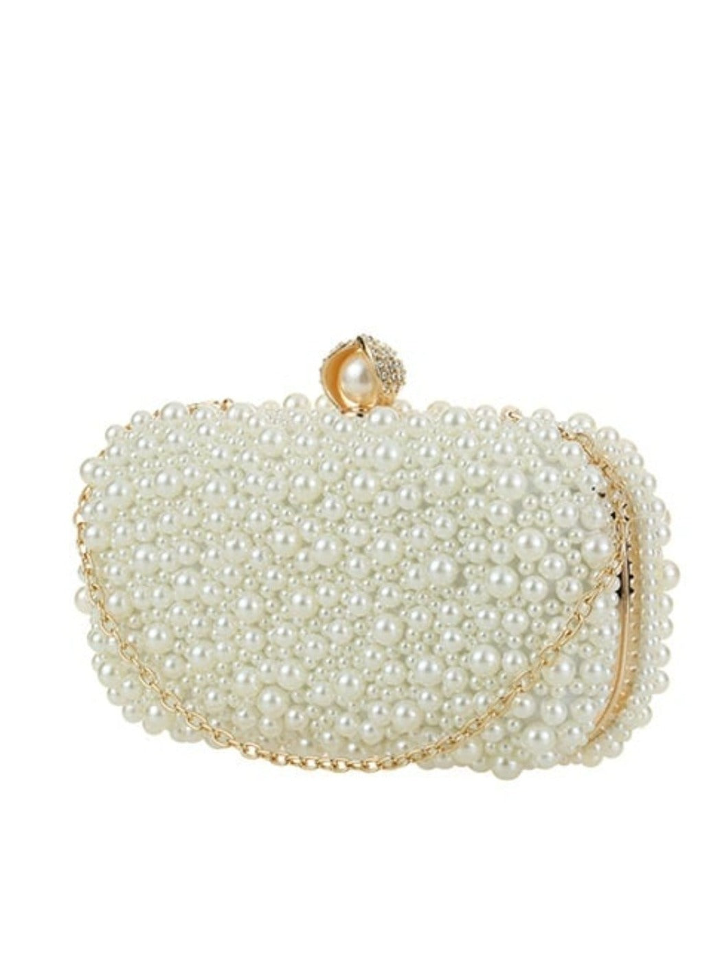 Cream Pearl embellished clutch bag bag 1127136