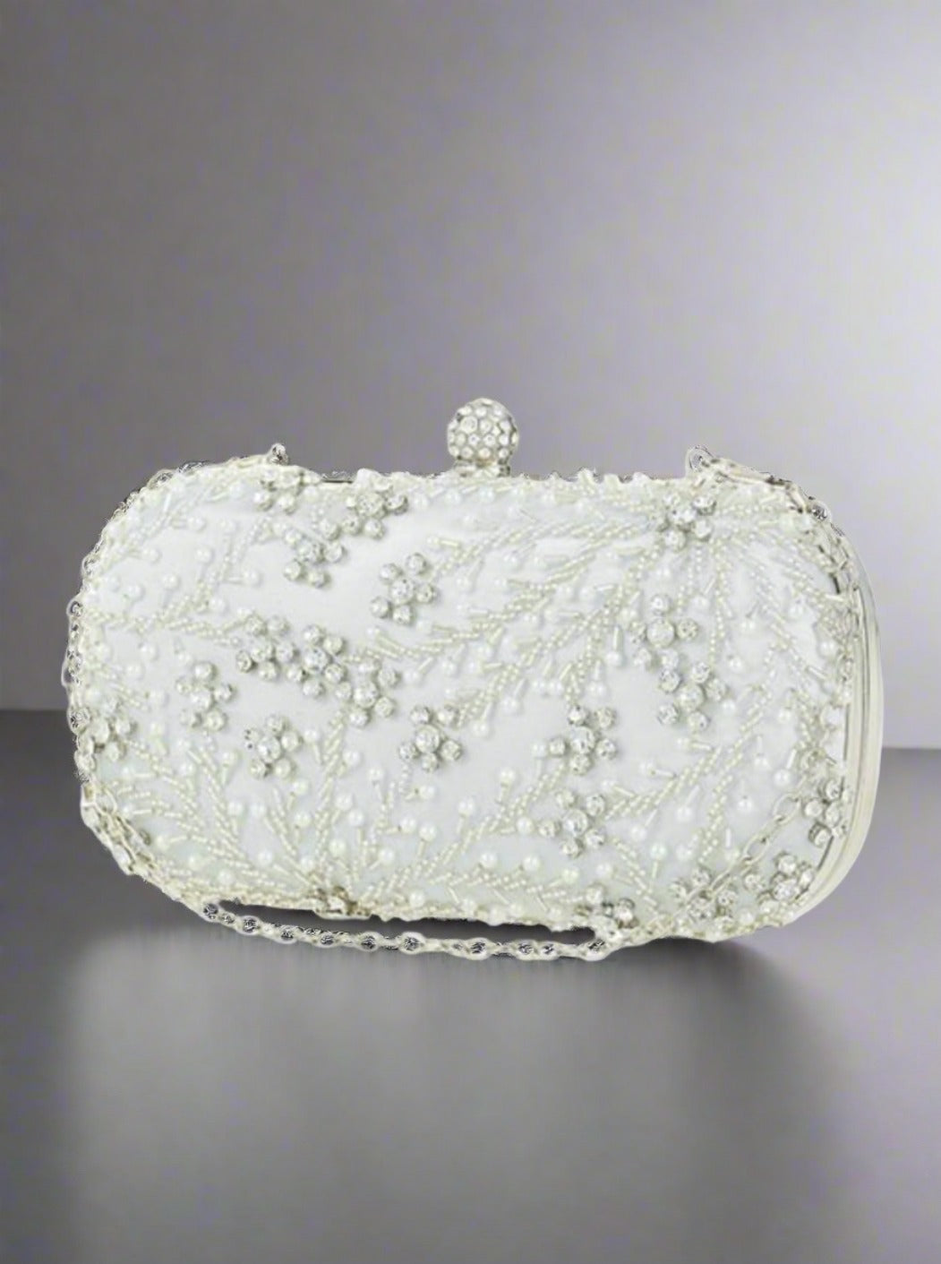 Pearl and Diamante Embelliished  Silver bag 1127135