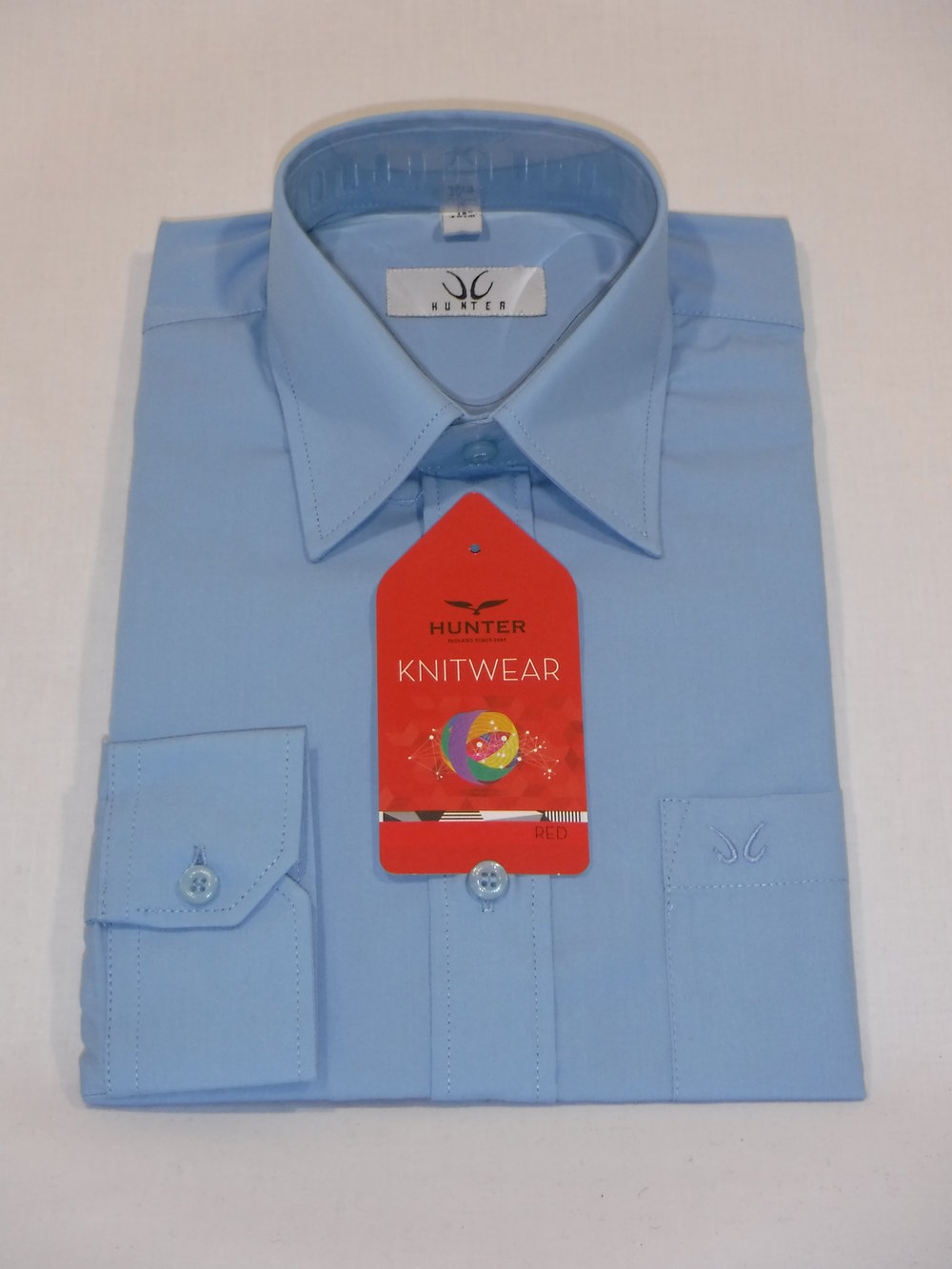 Hunter plain blue School Shirt with Long Sleeve