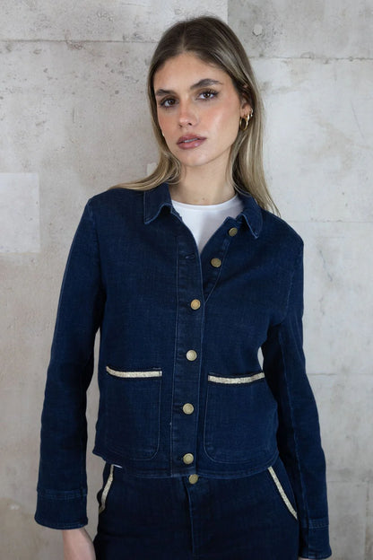 Alex Denim Jacke in Dark Denim or Beige