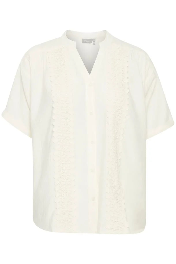 Fransa cream v neck shirt with pretty crochet detail 20613605