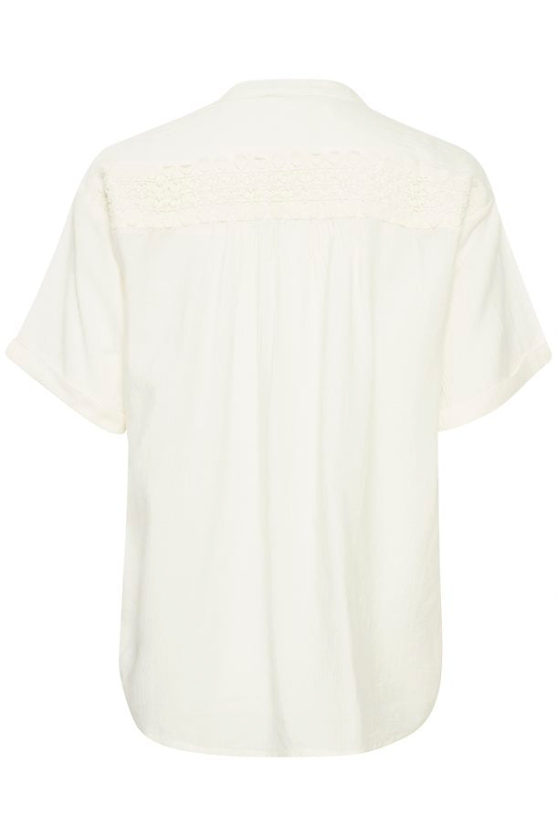 Fransa cream v neck shirt with pretty crochet detail 20613605