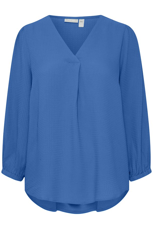 Fransa &quot;Cheesecloth&quot; V Neck Shirt Royal Blue 20613740