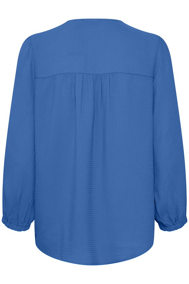 Fransa &quot;Cheesecloth&quot; V Neck Shirt Royal Blue 20613740