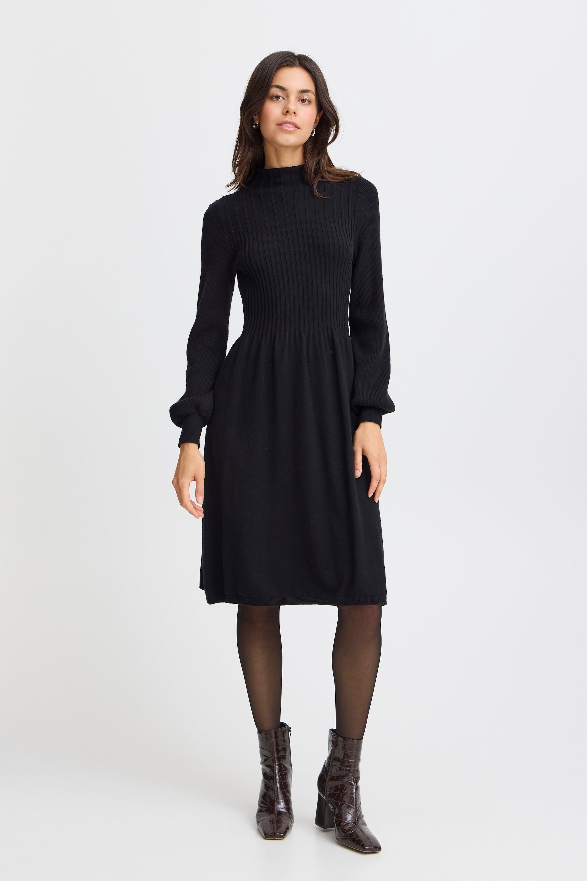 Fransa Fine knit black dress 20614676