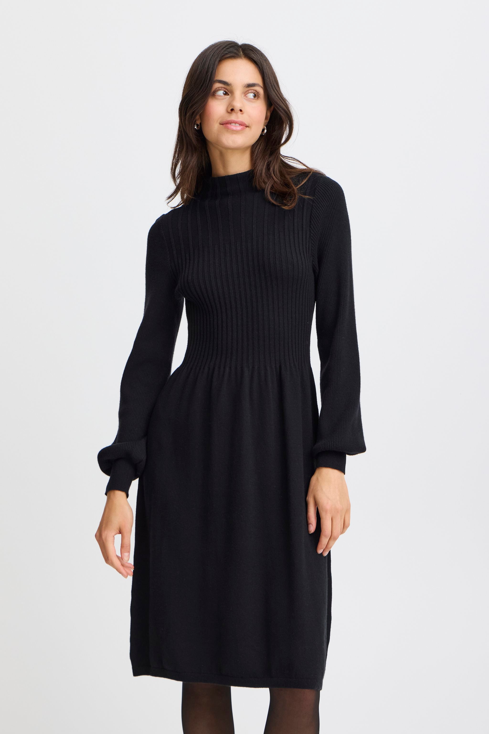 Fransa Fine knit black dress 20614676