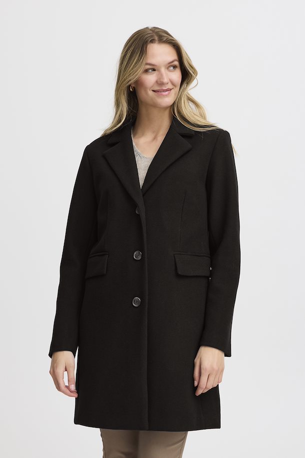 Fransa Short Black Wool Coat