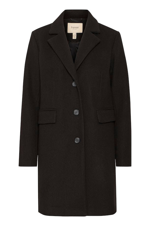 Fransa Short Black Wool Coat