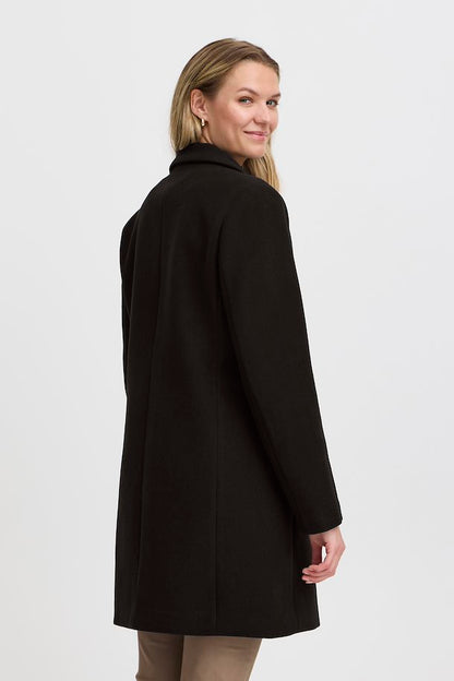 Fransa Short Black Wool Coat