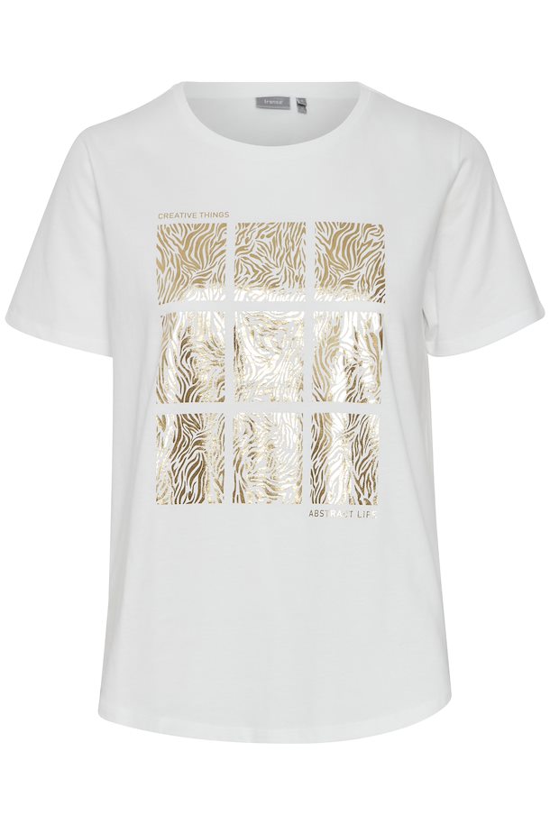 Fransa Cotton T Shirt with Foil Print. Grey or White 0613436