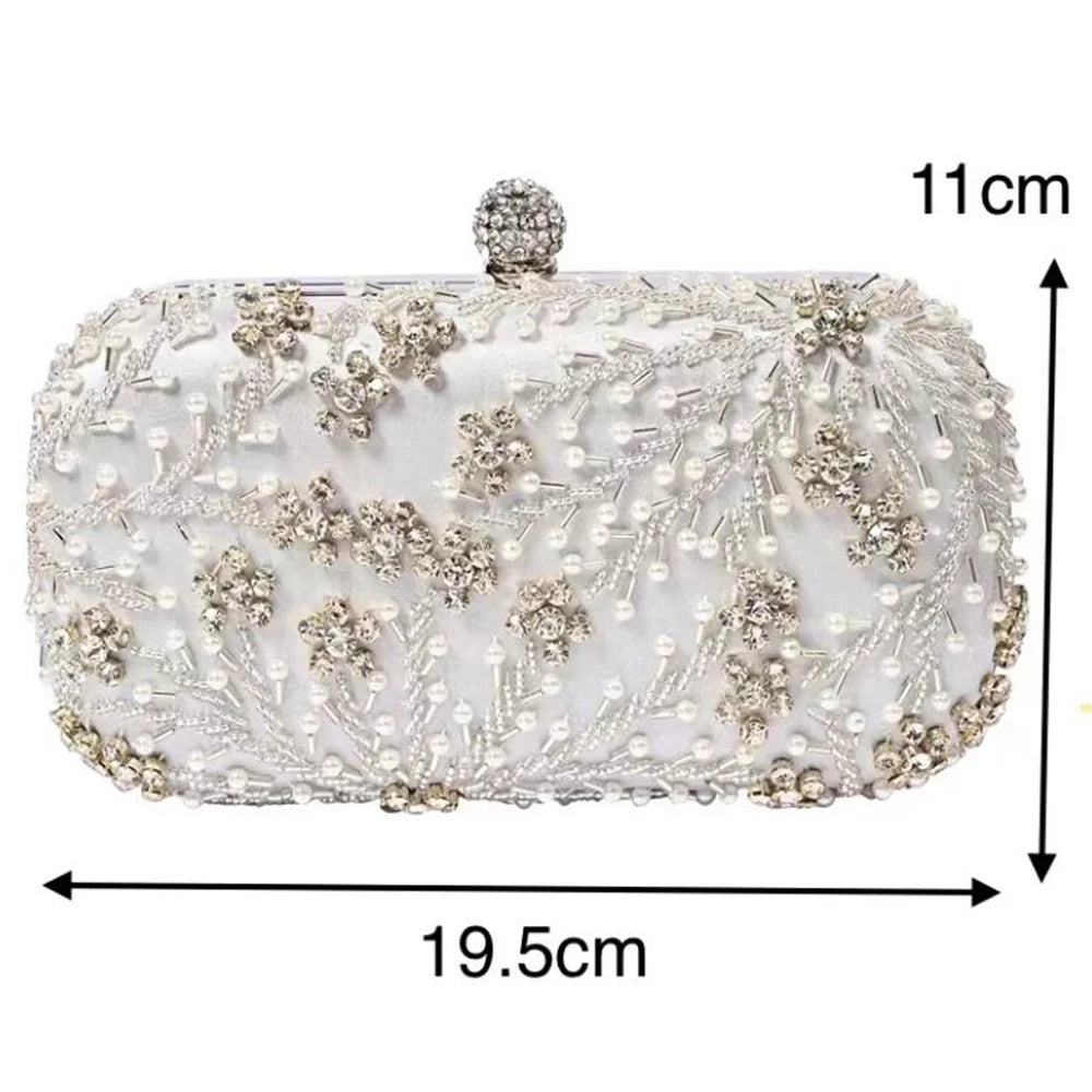 Pearl and Diamante Embelliished  Silver bag 1127135