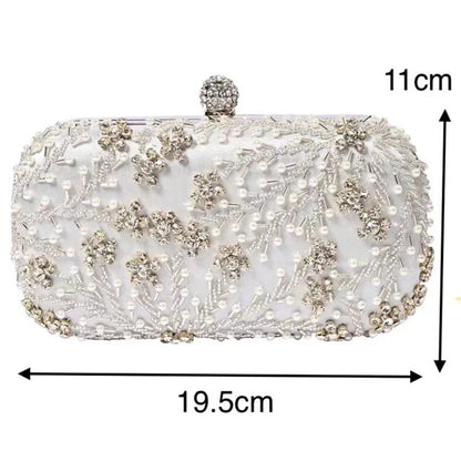 Pearl and Diamante Embelliished  Silver bag 1127135