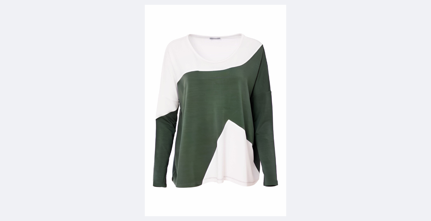 Naya Round Neck Jersey top with contrast panels. Black or Green  Nas25139