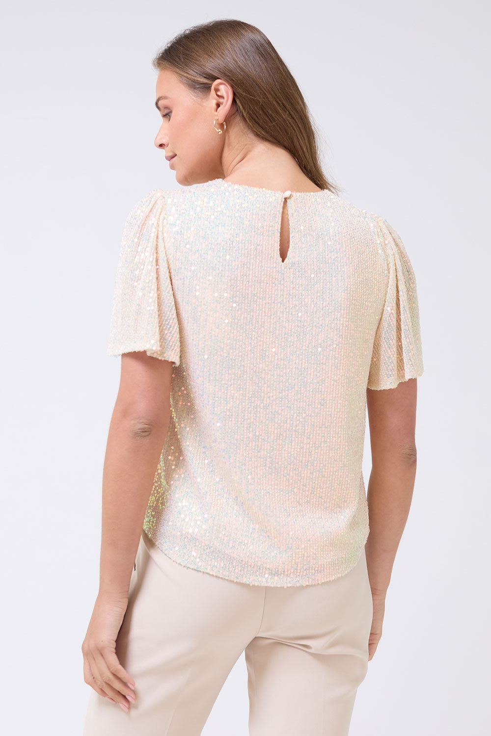 Lisa Sequin Top in Cream