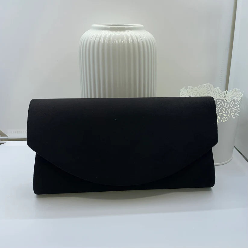 SUEDE CLUTCH BAG WITH LONG CHAIN 12 colours