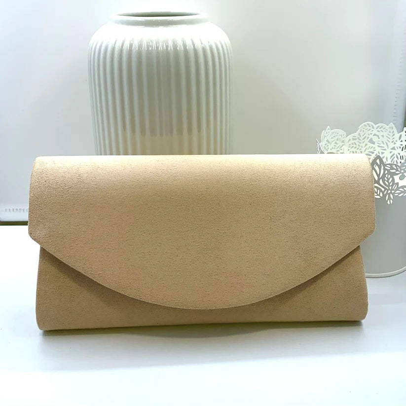 SUEDE CLUTCH BAG WITH LONG CHAIN 12 colours