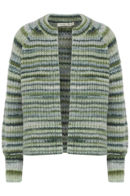 Fransa  Stripe Cardigan in Green Autumn Mix