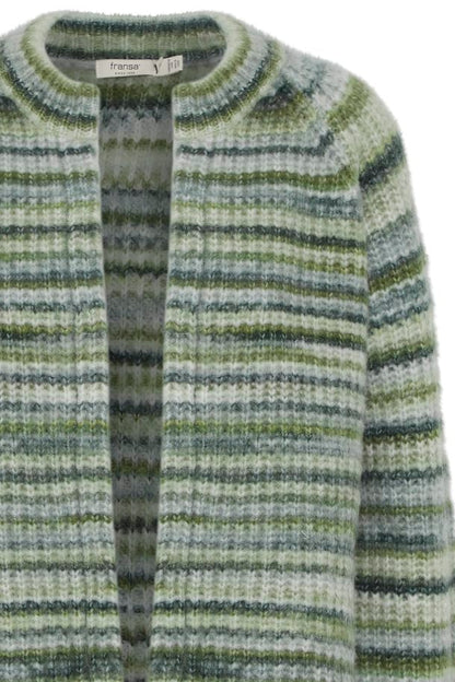 Fransa  Stripe Cardigan in Green Autumn Mix