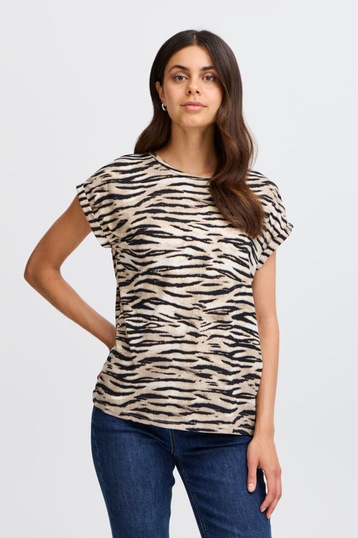 Animal Print Tee Shirt in Brown or Black Print