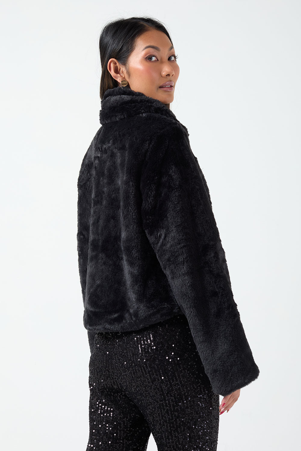 Karen Short Faux Fur Jacket Black