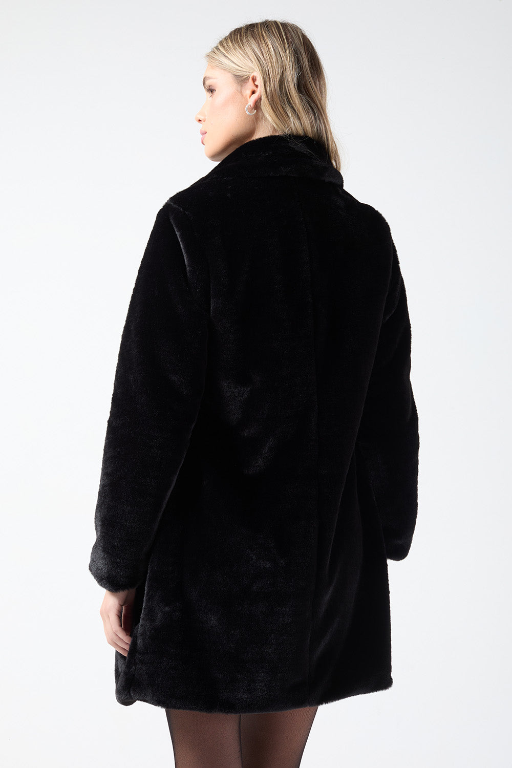 Cindy Long Faux Fur Jacket in Black