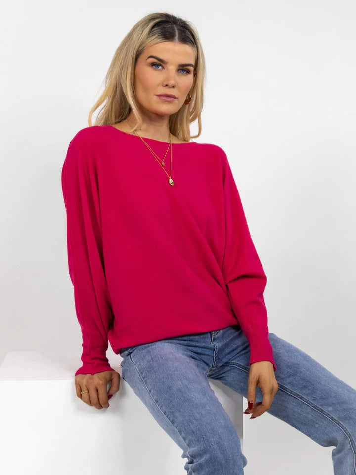 Kate And Pippa Milano Cashmere feel batwing Knit. Red or Royal Blue