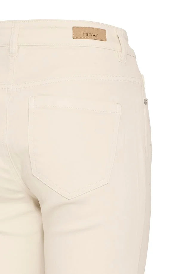 Fransa Elli Cotton Straight leg jeans in Cream