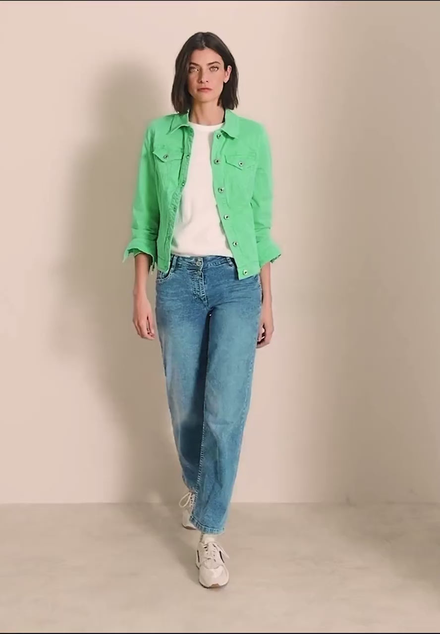 Cecil Cotton Stretch Denim Jacket in Iced Neon Green  212606