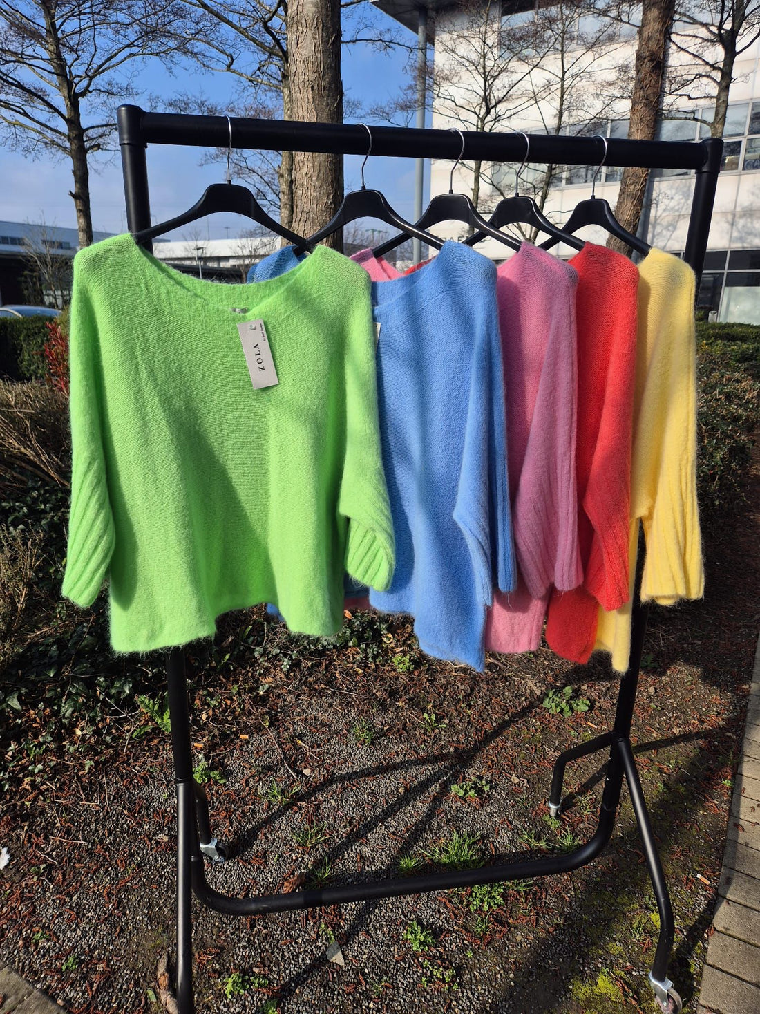 Zola Pleat Sleeve jumper in apple Green or Cornflower blue