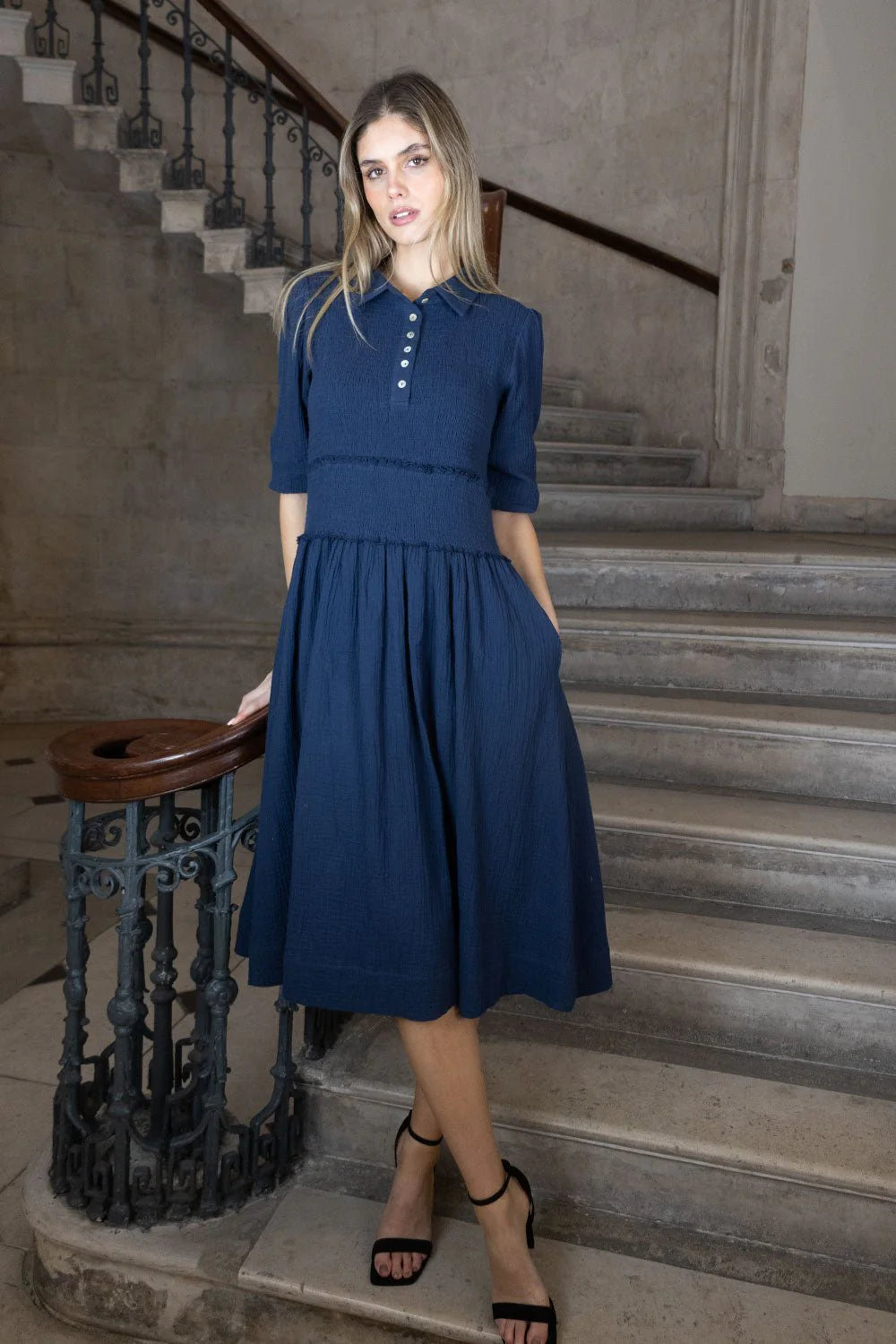 No2morrow Sadie Cotton Dress in Rich Navy