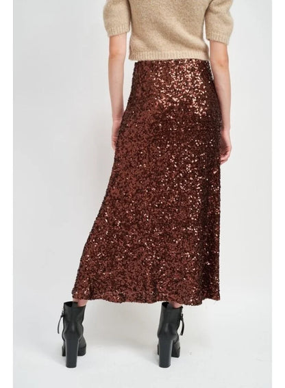 Sequin Midi Skirt. Gold, Brown or  Black