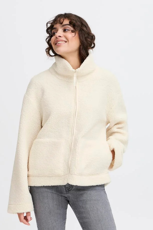 Mikala Teddy Fleece with full zip in Cream 20615626