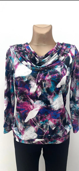 Yew Soft cowl neck top Purple mix