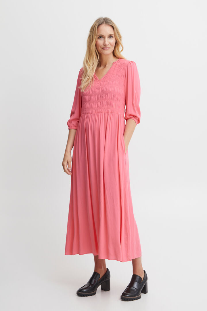 Pink Dress with Shirred top Fransa 20611904 Pink