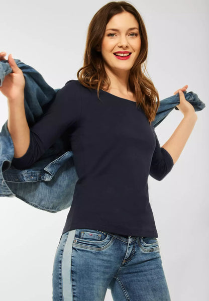 Navy Basic 3/4 sleeve Top by Street One Pania 317588