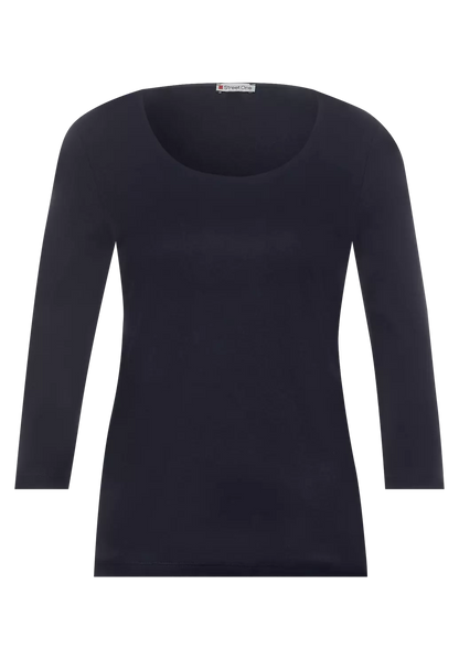 Navy Basic 3/4 sleeve Top by Street One Pania 317588