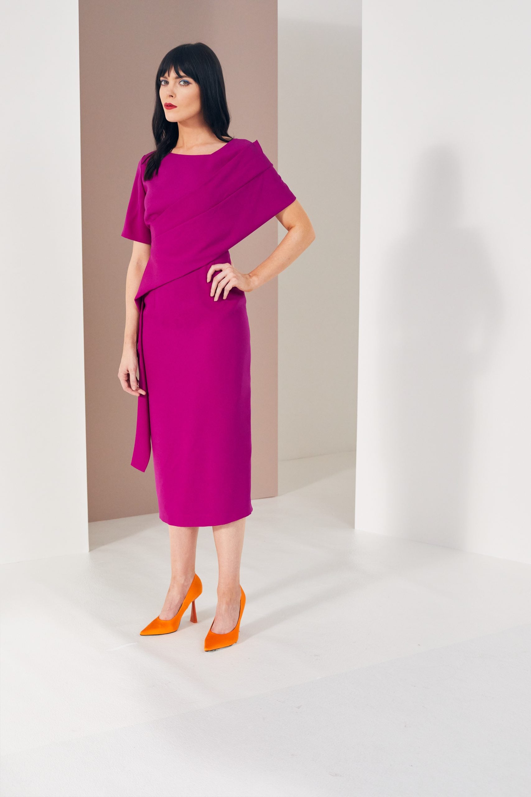 Drape front dress by Kate Cooper Kc23127 Magenta