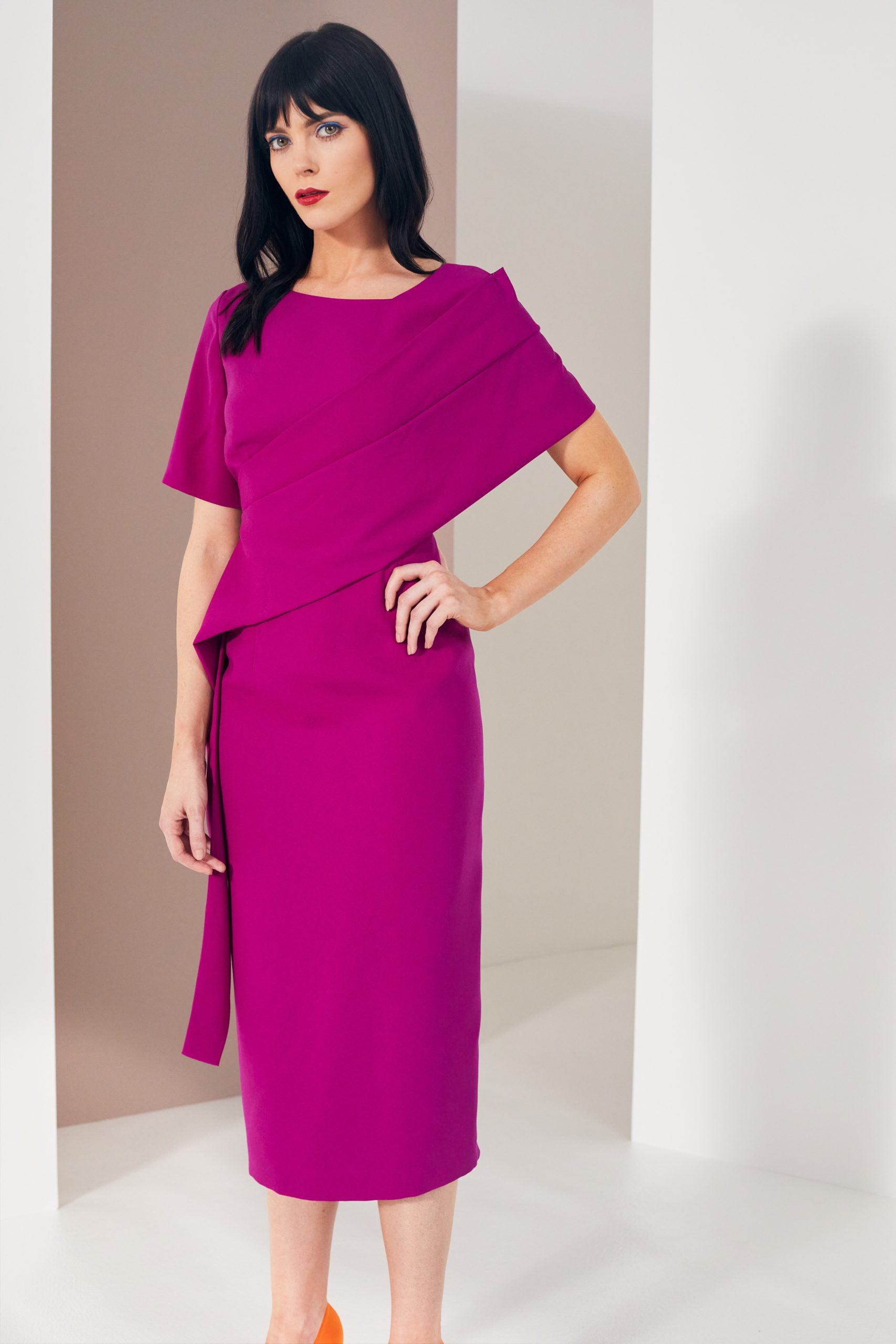 Drape front dress by Kate Cooper Kc23127 Magenta