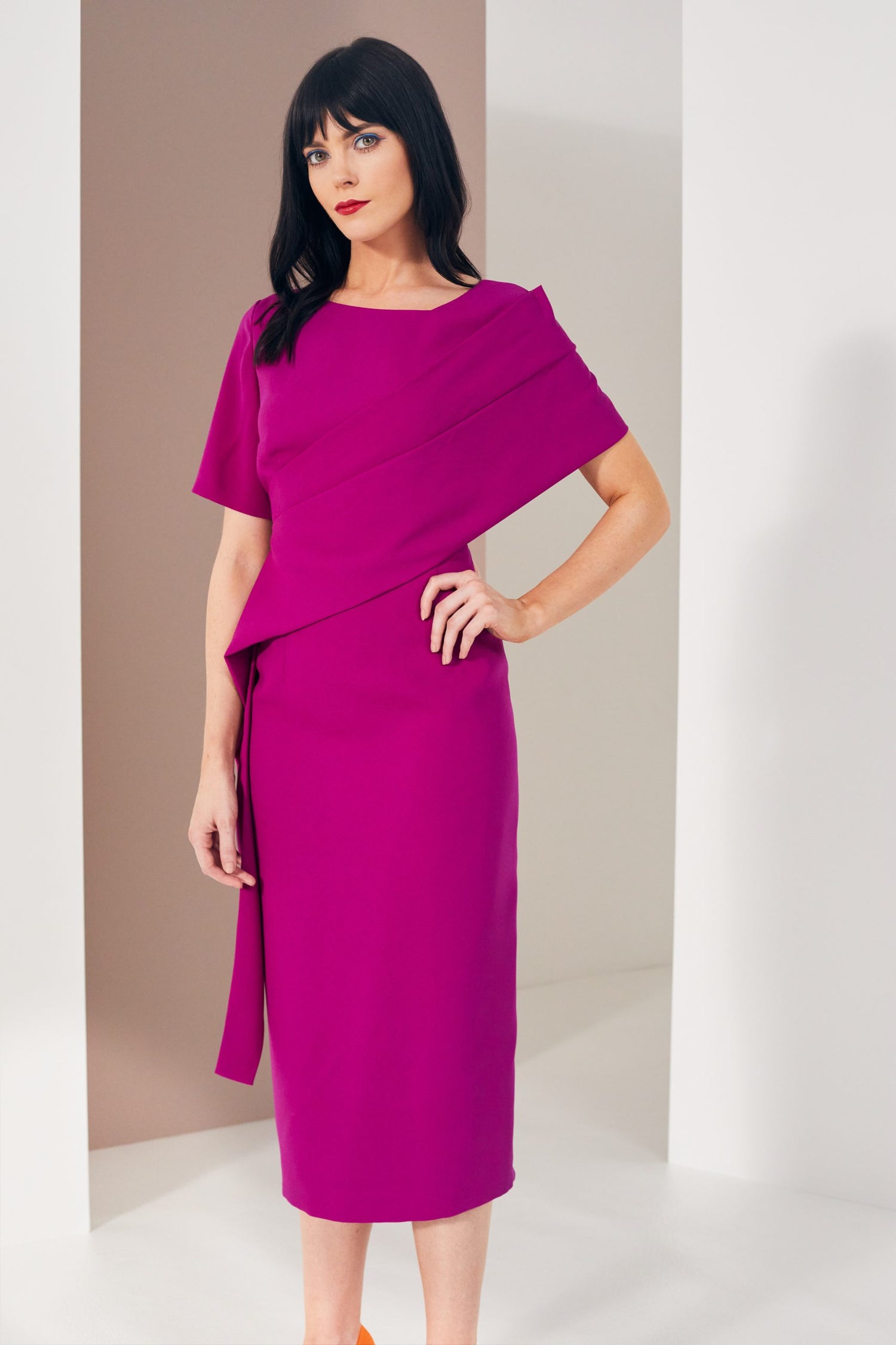 Drape front dress by Kate Cooper Kc23127 Magenta